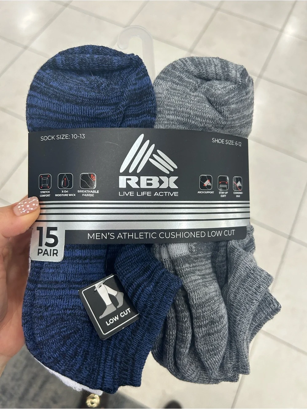 RBX Men's Athletic Cushioned Low Cut Socks  15 Pairs